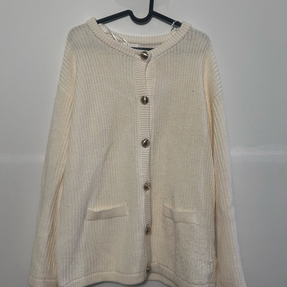 H&M Cream Button-Up Women's Cardigan